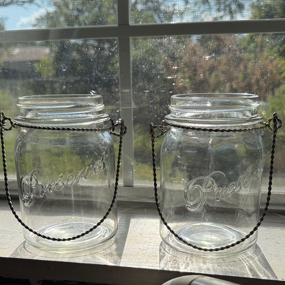 Glass Mason Jar Set with Handles